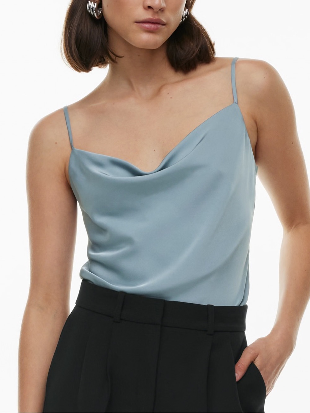💙✨Aritzia Satin Cowl Neck Camisole in Slab Blue